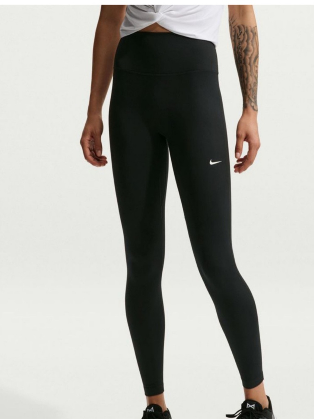 Nike Black High-Rise Training Tights with White Swoosh